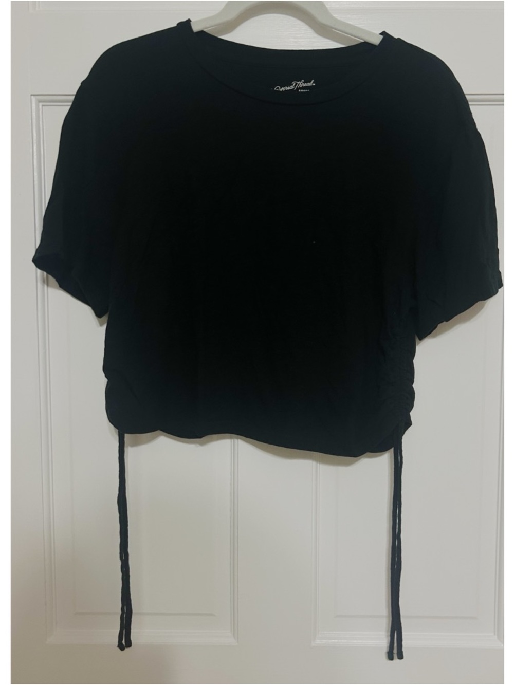 Universal Thread Black Short Sleeve Drawstring Crop Top